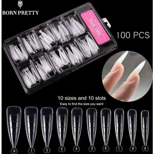 1Box Quick Building Mold Tips Nails Extension System Full Cover Sculpted Clear Coffin Nail Dual Forms Finger False Nail Tips