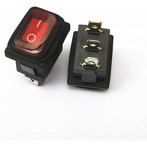 1PC Retail Silver Contact Waterproof Switch KCD1 Red with Light 3-feet Ship Type Switch Power Dustproof Switch