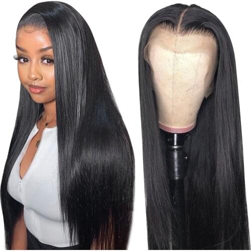 13x4 Straight Lace Front Human Hair Wigs Remy Brazilian Human Hair Lace Wigs for Women PrePlucked With Baby Hair 150 Density