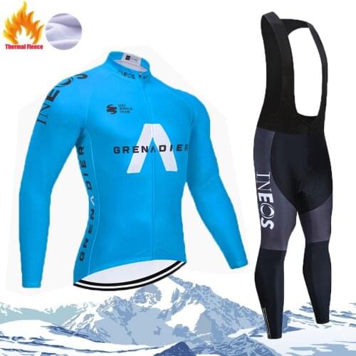 2021 INEOS Winter Men Thermal Fleece Cycling Jersey Set Maillot Ropa Ciclismo Long Sleeve MTB Bike Keep Warm Outdoor Clothing