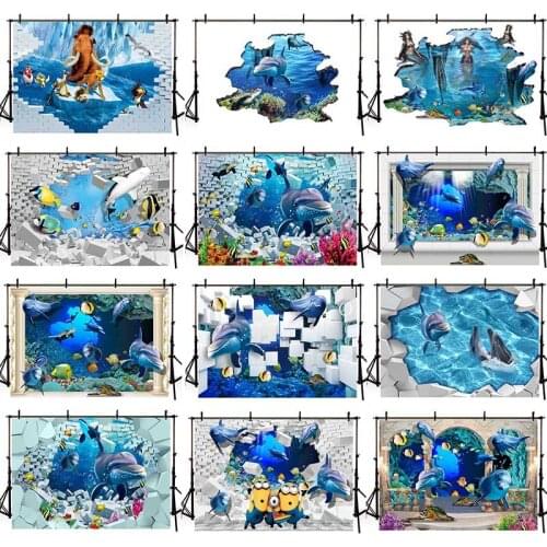 DAWNKNOW 3D Deep-sea Shark Photography Background Backdrop Photocall Newborn Baby Summer Party Wedding Photo Studio Props