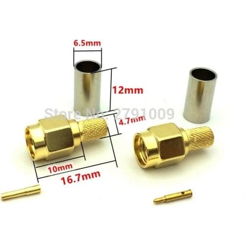 5PCS SMA Male/Female Connector SMA-J-3.0 Plug RF Coaxial Connector Crimp For RG58 LMR195 RG-400 RG-142 50-3 Cable RF SMA