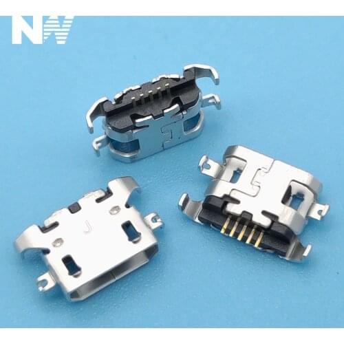 50Pcs Micro Usb 5Pin Heavy Plate 1.28Mm No Side Flat Mouth Without Curling Side Female Connector For Mobile Phone Mini Usb Jack