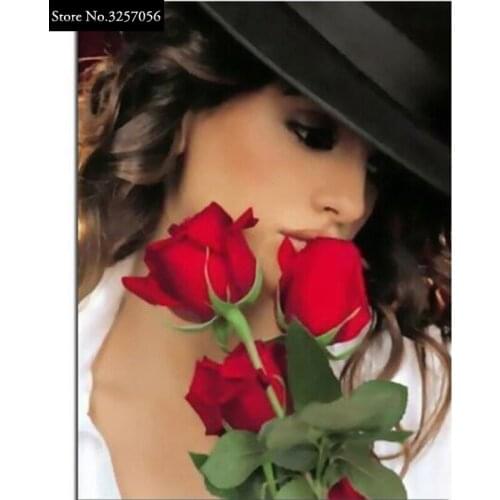 5D Diy Diamond Embroidery Mosaic Painting Cross Stitch Resin Full Diamond Painting Beauty and Floral Rose Christmas Decoration