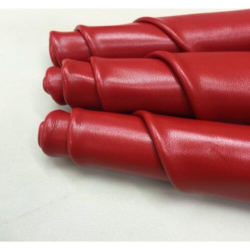 A grade red Genuine sheep skin real leather material for bag cloth glove material black grain leather craft soft real leather
