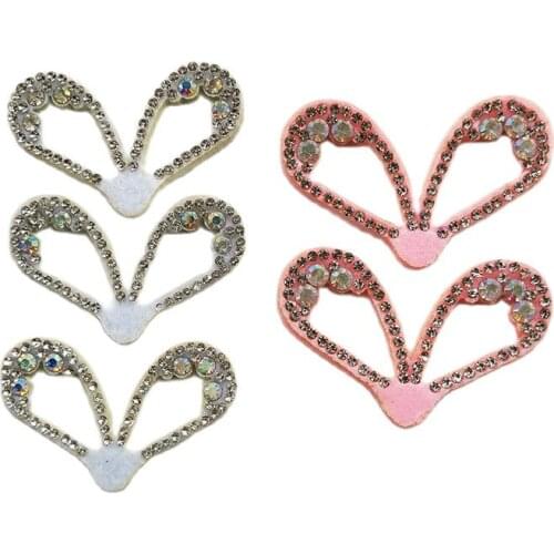 30pcs/lot silver4.5 pink5.5cm Felt back side Heart diamond Appliques for Craft Clothes Sewing Supplies DIY Hair Clip Accessories