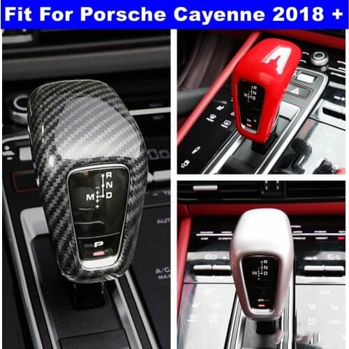 Yimaautotrims Auto Accessory Gear Shift Head Handle Knob Cover Trim Fit For Porsche Cayenne 2018 2019 2020 Carbon Fiber ABS