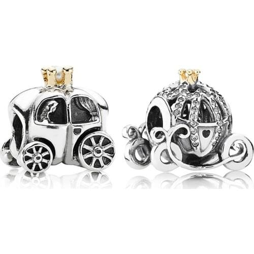 Baofu 925 Sterling Silver Beaded Shiny Fairy Tale Pumpkin Carriage Princess Charm Suitable For Original Female Bracelet Jewelry