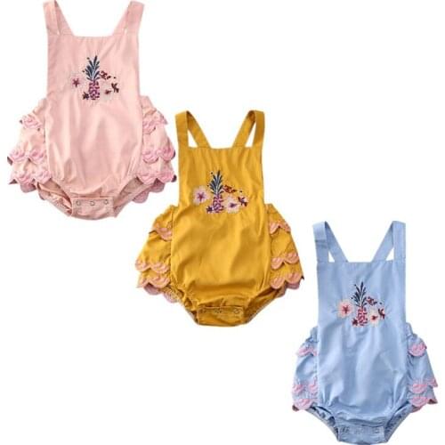 Girl Bodysuit 2020 Infant Baby Girl Sleeveless Ruffle Suspender Jumpsuit Bodysuit Outfits Size 0-24M