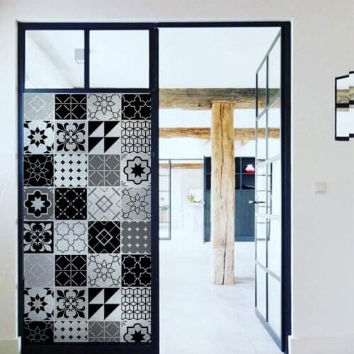 Black and White Window film Frosted Privacy Glass Door for Living Room or Bathroom Home Decor For Living Room GS030