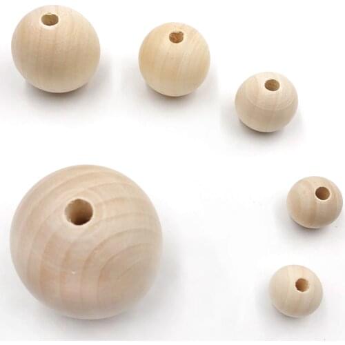 DIY Natural Ball Wooden Spacer Beads Lead Free For Charm Bracelet Wholesale baby wood beads jewelry Wood Color perle en bois