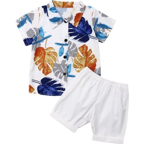 Hawaii Beach Boy Clothes Fashion Summer Toddler Baby Kids Boy Tops T-shirt Short Pants Outfit Set Clothes