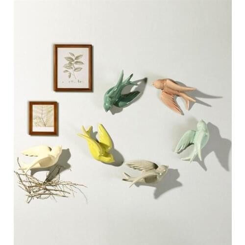 1PC Ceramic Wall Mount Hanging Colorful Swallows Wall Mounted Hanging Nordic Decorative Hanging for Home Wall Decor