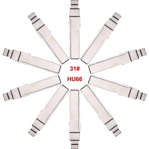 Keyecu 10 Pieces 31# HU66 Metal Blank Uncut Flip KD Remote Key Blade for Volkswagen VW for Passat for Skoda for Audi