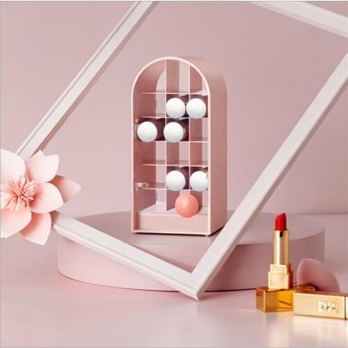 Lipstick Box Womens Dressing Table Lip Gloss Shelf Household 18 Grid Cosmetics With Cover Finishing Box Lipstick Storage Box