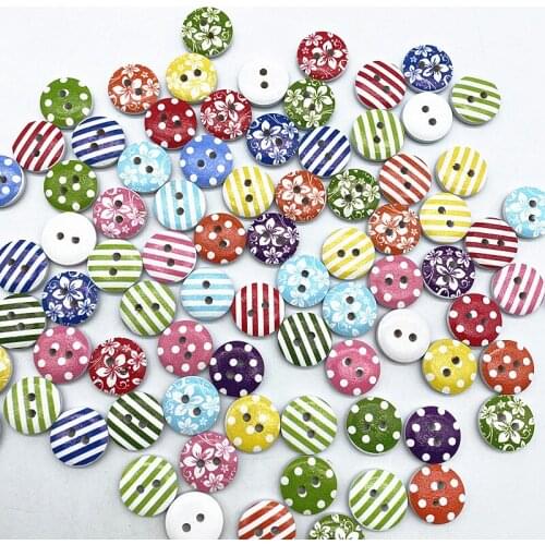 15mm Woodiness Round Button Monogrammed Christmas Stripe Plaid Button Love Scrapbooking for Wedding Decor Sewing Accessories #07