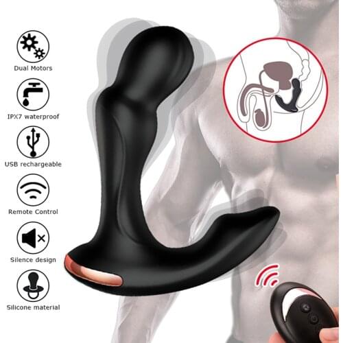 Male Prostate Massager Remote Vibrator Butt Plug Anal Tail Rotating Wireless Remote USB Charging Adult sex toys for men