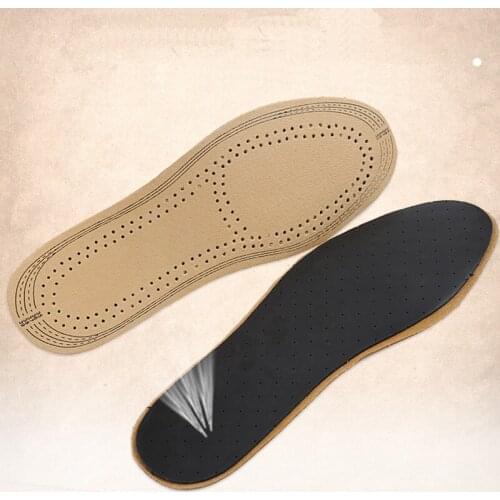 USHINE EU35-44 soft absorb sweat sports cushioning genuine leather insoles men latex sneakers leather insoles woman man