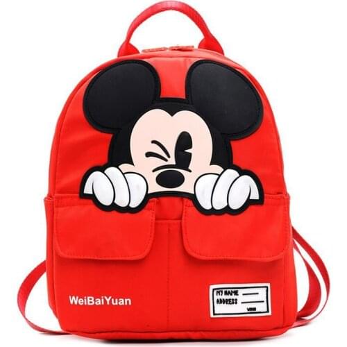 Disney New Cute Childrens Bag Mickey Mouse Childrens Bacpack Minnie Mouse Pattern Backpack Kids Gift