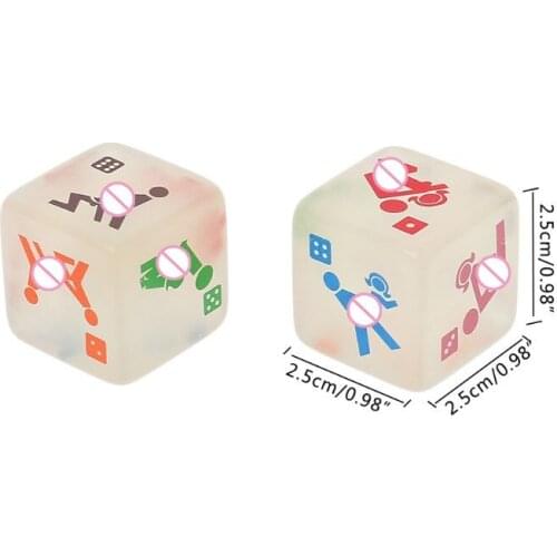 New 2 Pcs 25mm Noctilucent Dice Cube Adult Game Love Sex Dice Night Bar KTV Fun Game for Couples Playing Toys