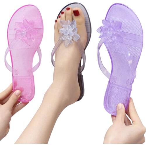 New fashion womens slippers transparent non-slip outer wear beach flip flops slippers