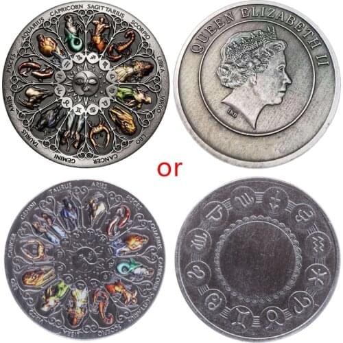 Very Beautiful Tuvalu Zodiac Challenge Silver Coin The Sign of Zodiac Constellation Colorful Souvenir Coins 40*3mm