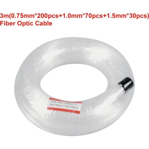 3M(0.75mm*200pcs+1.0mm*70pcs+1.5mm*30pcs) End Glow Fiber Optic Light PMMA Plastic Cable