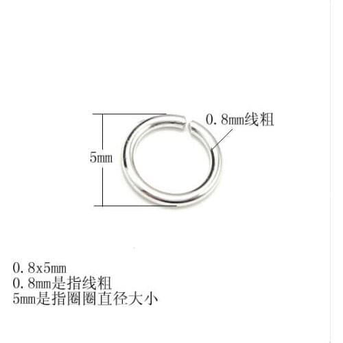 Wholesale Pure Solid sterling 925 sliver Accessories 100pcs Real 925 Silver Open Jump rings 0.8x5mm Jump Ring Finding