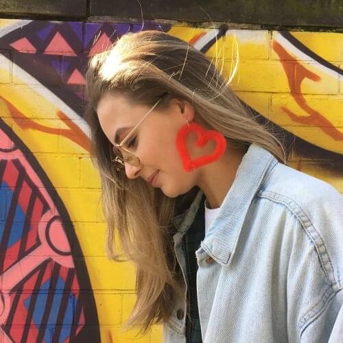 Plush Love Heart Dangle Earrings Ins Style Fahion Earrings for Women Jewelry