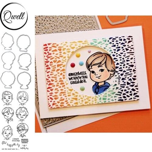 QWELL Naive Boys Metal Cutting Dies Match Clear Transparent Stamps Set Words I Heard Its A Boy DIY Scrapbooking 2020 New