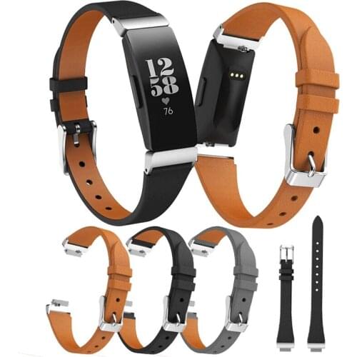 Good Quality Genuine Leather Watchband Strap for Fitbit Inspire/Inspire HR Smart Watch Replacement Wristband Bracelet Belt