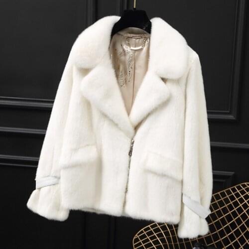 Real Mink fur coat short fur coat whole fur 2019 womens clothing outerwear jacket coats winter new suit collar locomotive