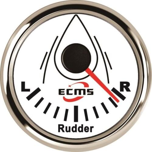 Boat Rudder Angle Indicator 0-190 Ohms 52mm 316L Chrome White With Sending Unit 900-00066