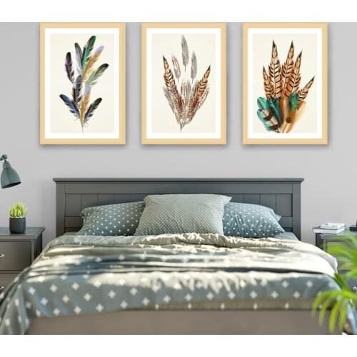 Nordic Style Kids Room Decoration Watercolor Indian Feathers Posters and Prints Canvas Painting on the Wall Home Decor Picture