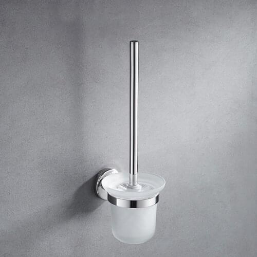 Bathroom Toilet Brush Holder Wall Mounted, Stainless Steel Rust Resistance Cleaning Tools Toilet Bowl Brush Set Chrome