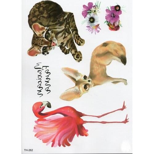 Waterproof Temporary Tattoo Sticker Samll Arm Sleeve Tattoo Fox Cat Animal Full Flower Tatoo Body Art Tattoo