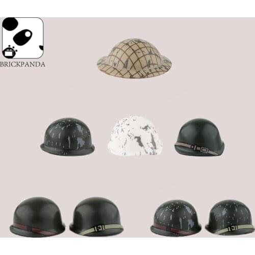 WW2 Military Helmet Soviet Russian US Soldier Army Building Blocks Figures Accessories Cap Hat City Brick toy Gift for kid 20pcs