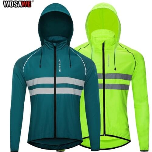 WOSAWE Windproof Motorcycle Riding Hooded Jackets Reflective Waterproof Rainproof MTB Bike Jacket Bicycle Riding Windbreaker