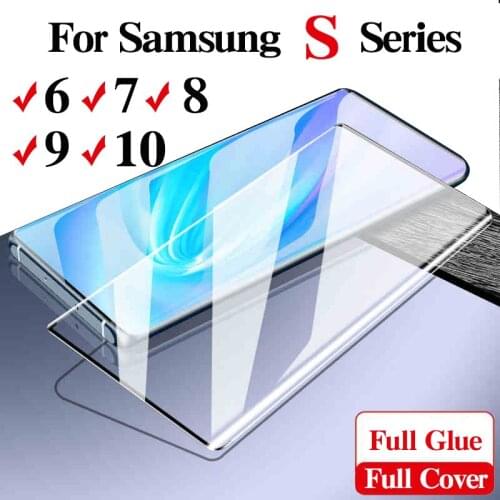 Protective Glass Full Cover for Samsung Galaxy S10E S10 S9 S8 S7 S6 S 10 9 8 7 6 Plus S10plus S9plus Edge Screen Protector Glass