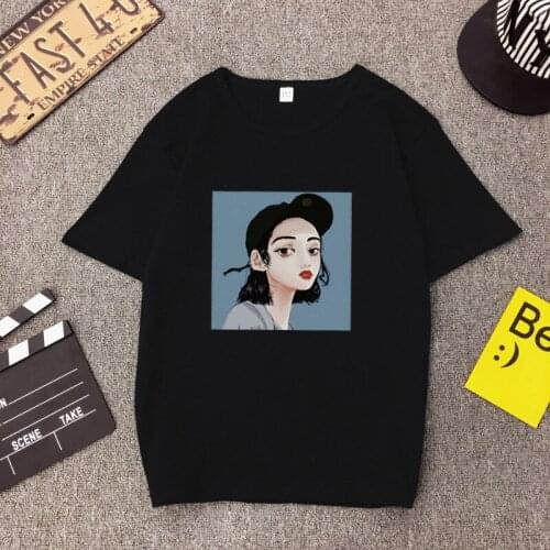 Plus Size Short-sleeved T-shirt Women Tee Summer 2020 Korean Style Womens Wear Loose Retro Print Gril Tops Womens T-shirt