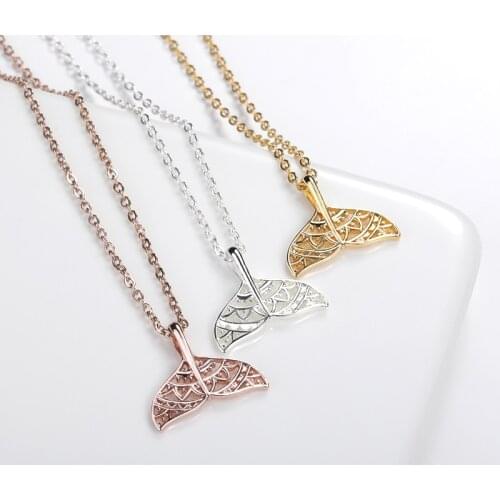 Fashion Vintage Gold Silver Color Mermaid Tail Necklaces For Women Fish Stainless Steel Pendant Boho Wedding Choker Jewelry Gift