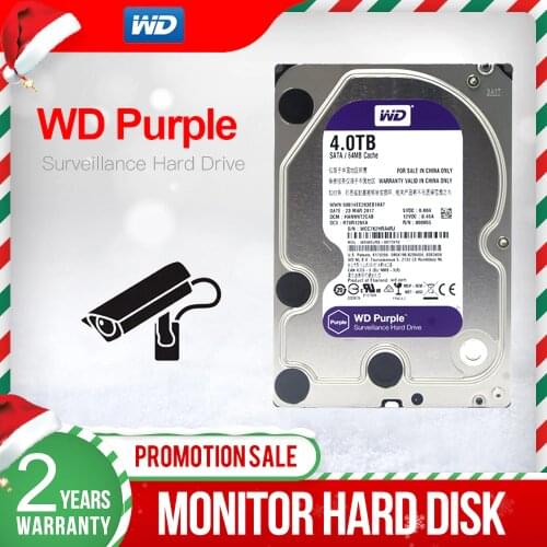 WD Purple 4TB 3.5" HDD Surveillance Hard Disk Drive - 5400RPM Class SATAIII 6Gb/s 64MB Cache 3.5 Inch - WD40EJRX