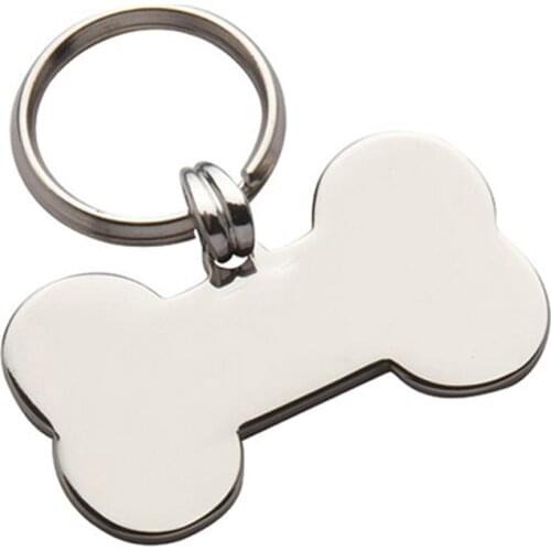 Environmental protection blank stainless steel bone shape dog tag and keychain
