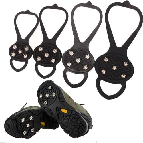 1 Pair Ice Snow Ghat Non-Slip Spikes Shoes Boots Grippers Crampons Walk Cleats Outdoor Shoes Cover Hiking Camping