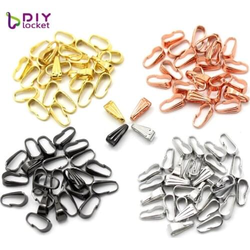 Diylocket 100pcs Melon Seeds Buckles Pinch Bail Clasps 9mm Copper Connerctors Finding for DIY Pendant Jewelry Making Accessories