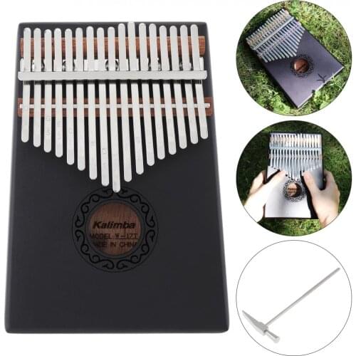 17 Key Gray Kalimba Single Board Mahogany Thumb Piano Mbira Mini Keyboard Instrument with Complete Accessories