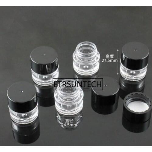 2g AS Cream jar cosmetic container mini plastic container for DIY storage with black cap F20171786