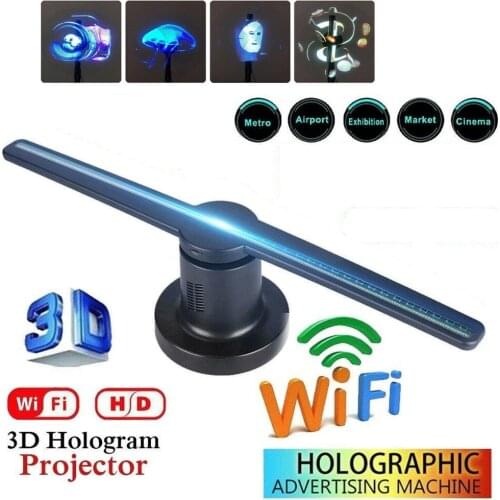 3D LED WiFi Holographic Projector Display Fan Hologram Advertising Imaging Lamp 3D Remote Hologram Player