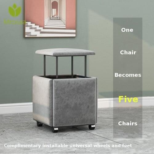 5 In 1 Creative Square Stool Household 5pcs Small Chair Living Room Sofa Stool Multi-functional Combination Stools Furniture