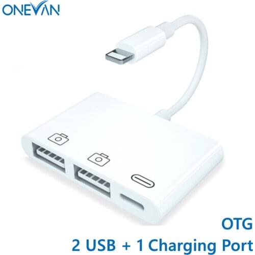 3-in-1 OTG Adapter iPhone Lightning to USB Charging Cable for iPhone 6 7 8 X 11 Max iPad iOS 13 Data Camera Keyboard USB Disk
